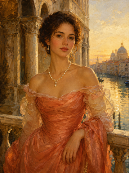 Venetian Balcony Lady - Personalized Classic Portrait