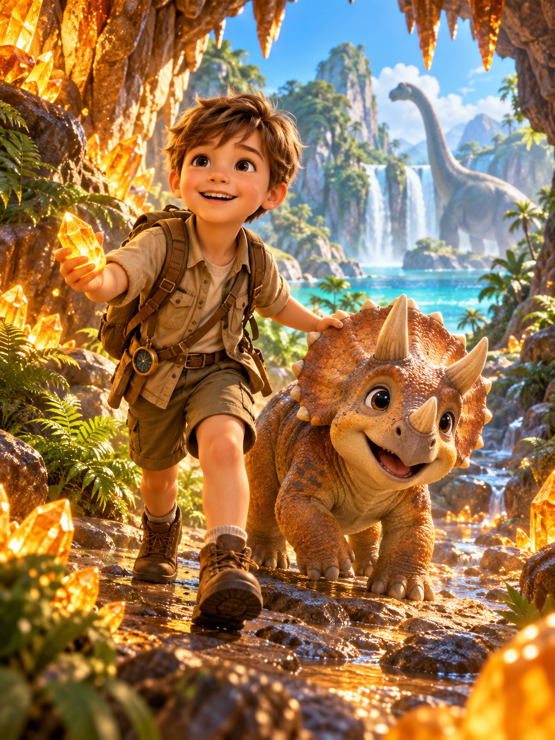 Dino Cave Explorer – Personalized Kids Portrait — AI regenerated main image