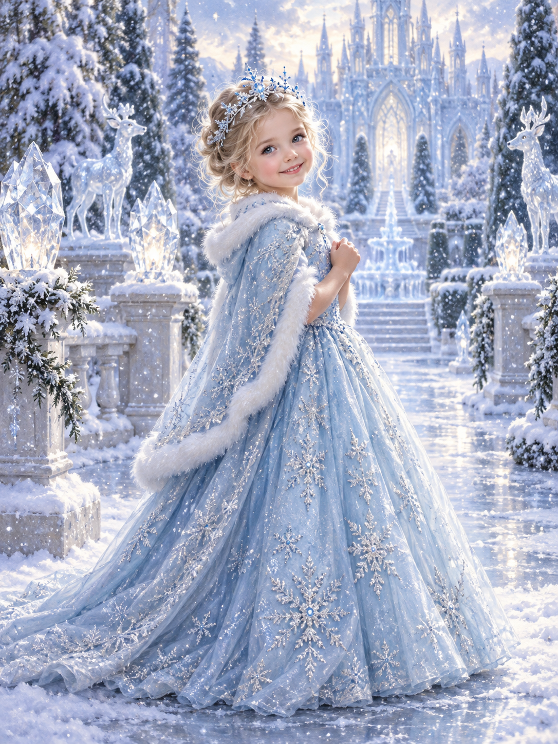 Ice Princess World-Acrylic painting/Oil painting (💎 Ultra Fine Quality) — AI regenerated 3:4 main image
