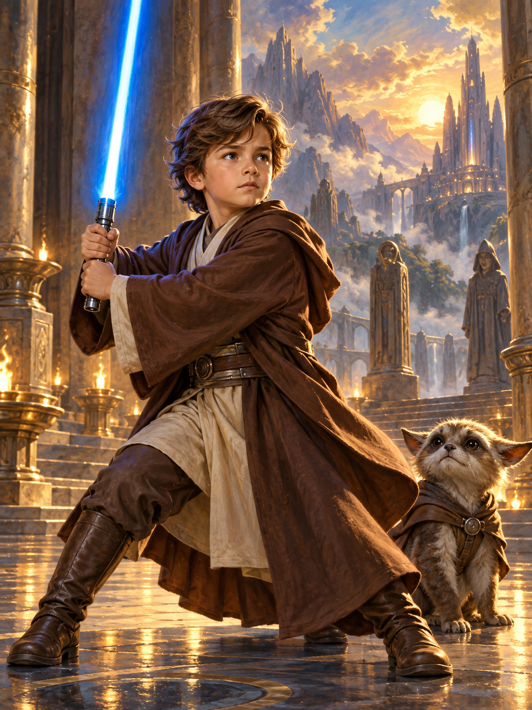 Little Boy as Lightsaber Warrior-Acrylic painting/Oil painting — AI regenerated main image