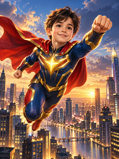 Little Boy as Little Hero-Acrylic painting/Oil painting — AI regenerated main image
