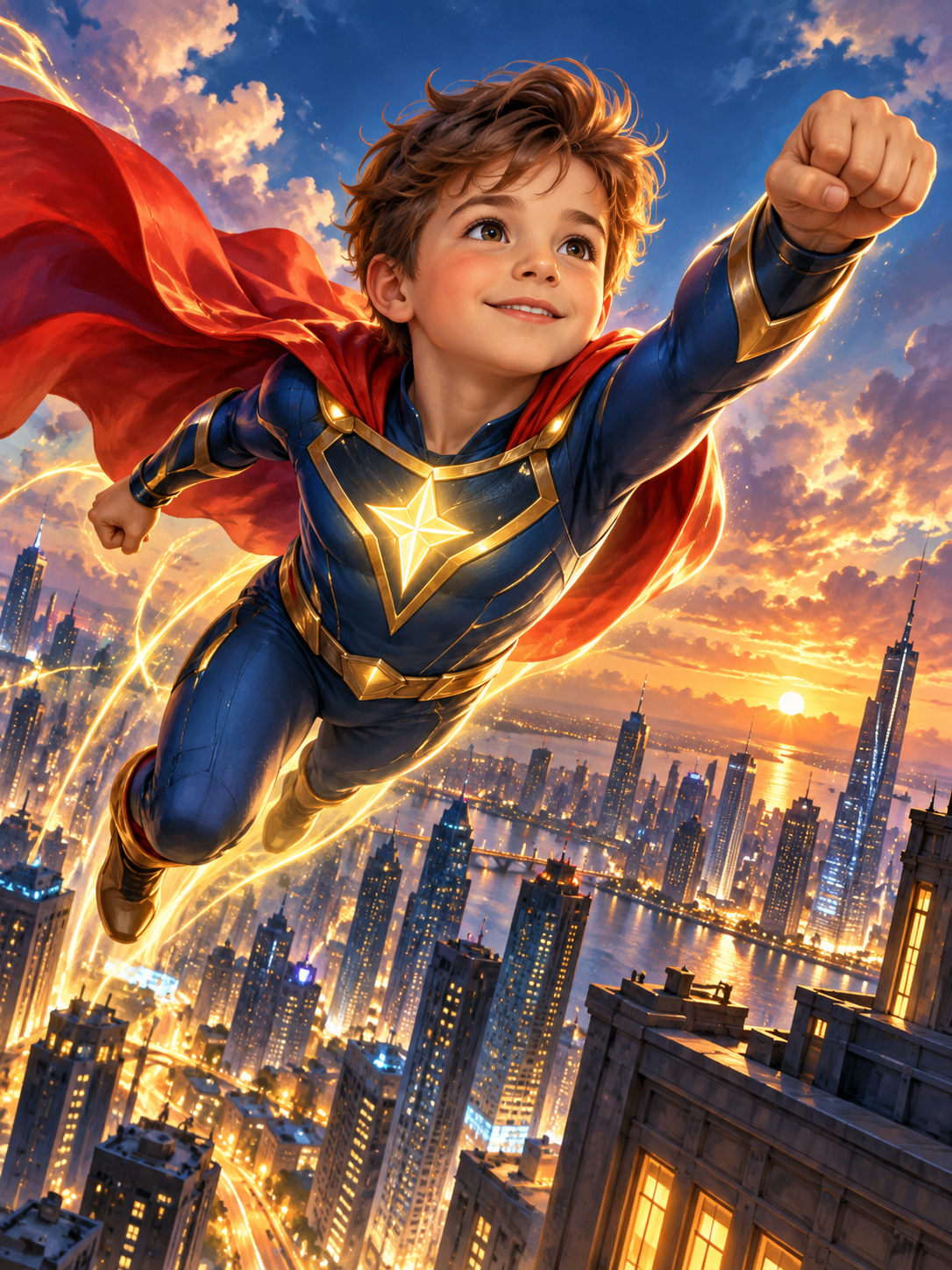 Little Boy as Little Hero-Acrylic painting/Oil painting — AI regenerated main image