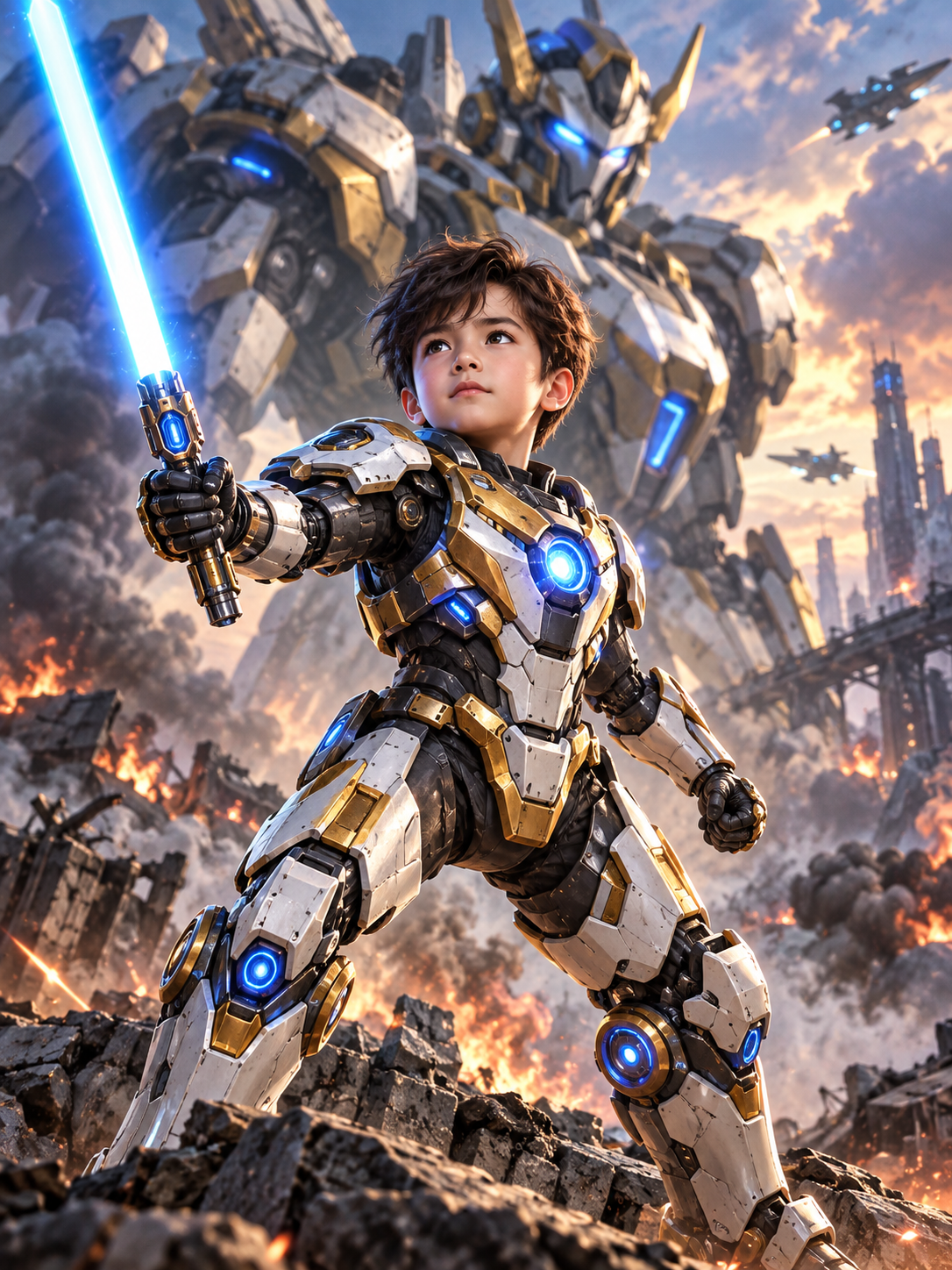 Little Boy as Mech Warrior-Acrylic painting/Oil painting — AI regenerated main image