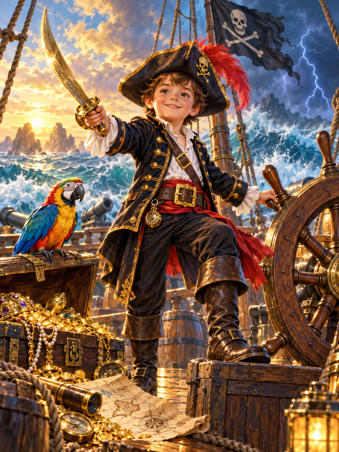 Little Boy Pirate Captain (A)-Acrylic painting/Oil painting — AI regenerated main image