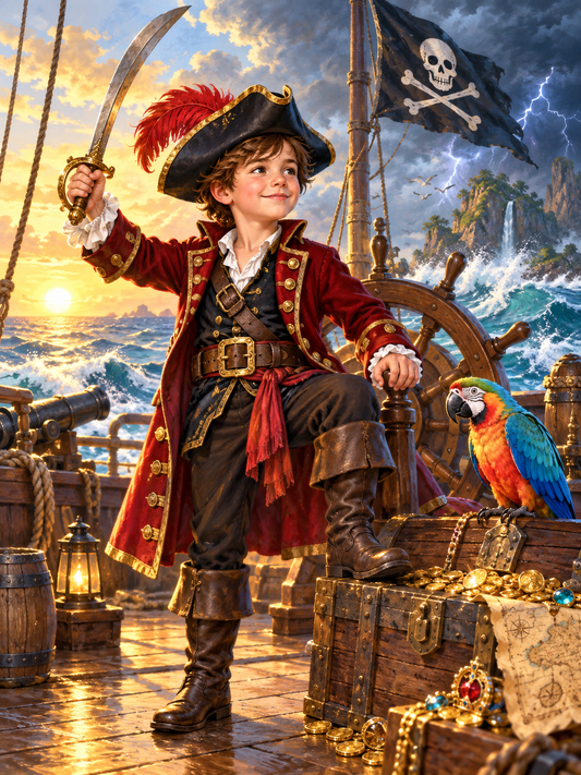 Little Boy Pirate Captain-Acrylic painting/Oil painting — AI regenerated main image