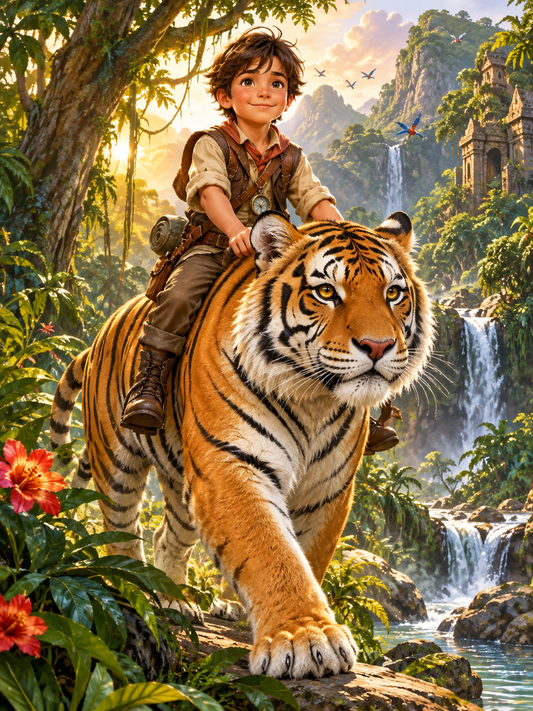 Little Boy Tiger Trainer-Acrylic painting/Oil painting — AI regenerated main image