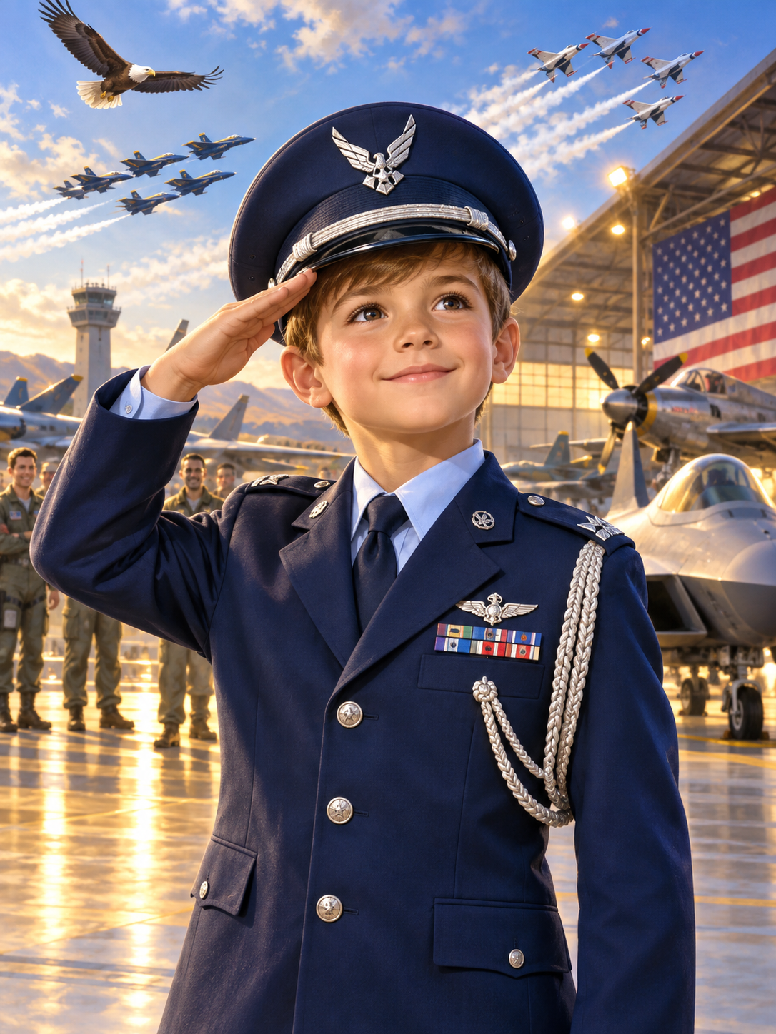 Little Boy US Air Force Dress Blue Officer-Acrylic painting/Oil painting — AI regenerated main image