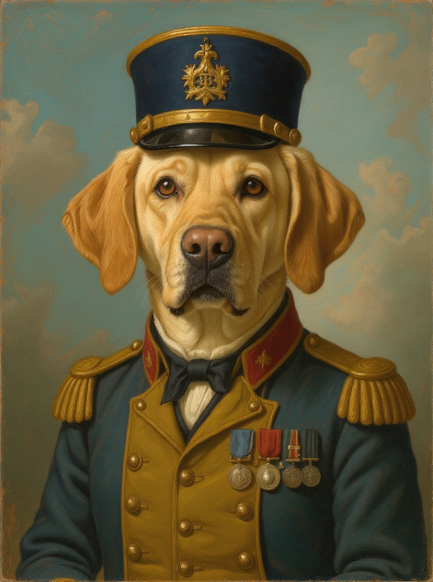 Pet in 19th Century British/French Military Officer Uniform-Acrylic painting/Oil painting