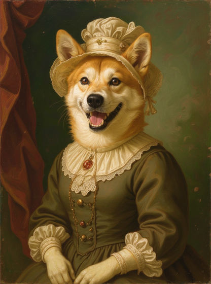 Pet in 19th Century Victorian Lady Dress-Acrylic painting/Oil painting