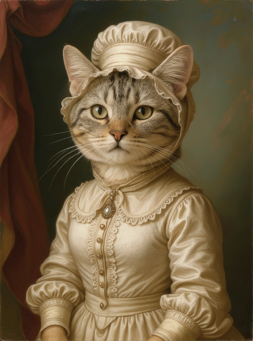 Pet in 19th Century Victorian Lady Dress-Acrylic painting/Oil painting