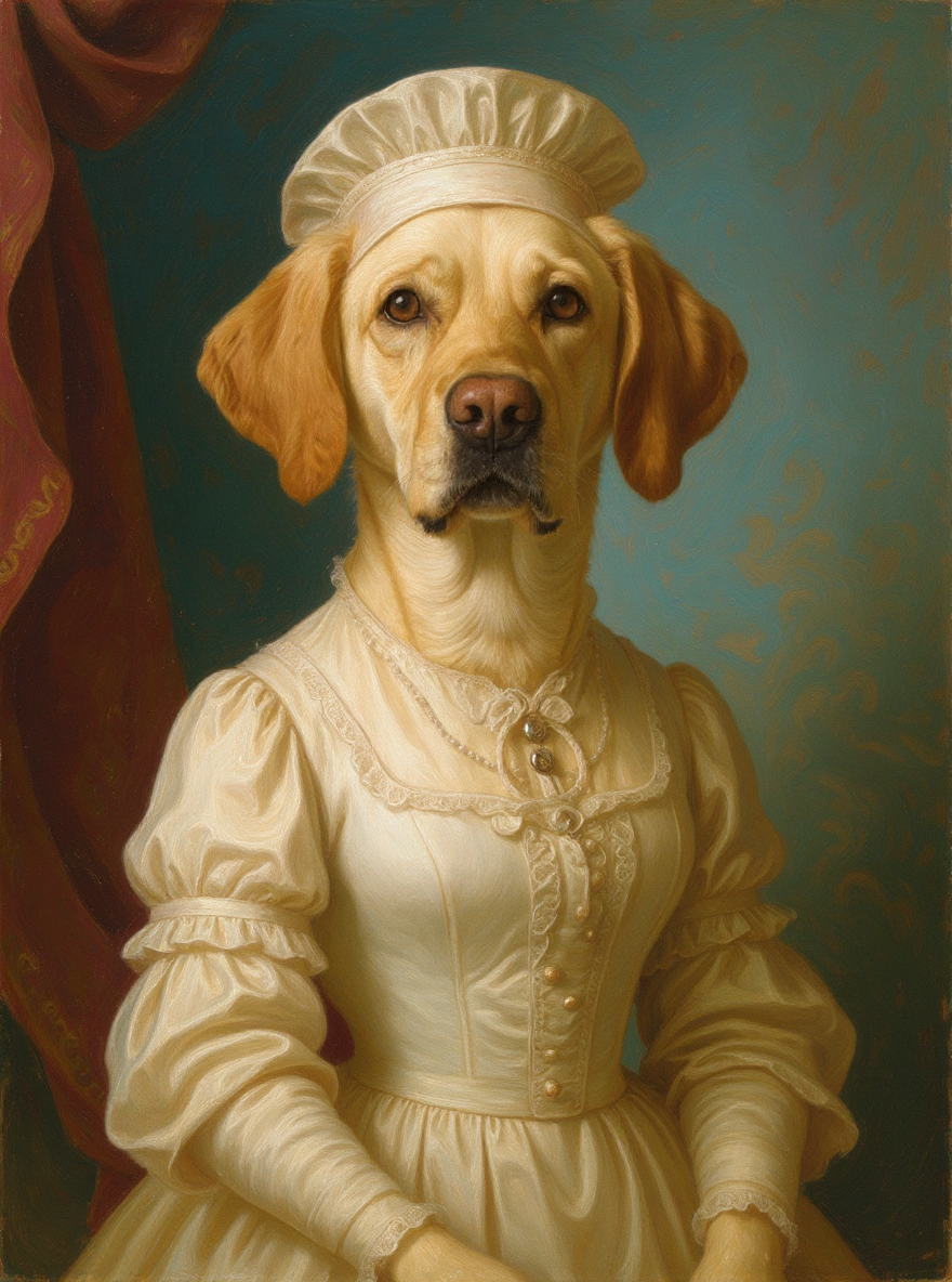 Pet in 19th Century Victorian Lady Dress-Acrylic painting/Oil painting
