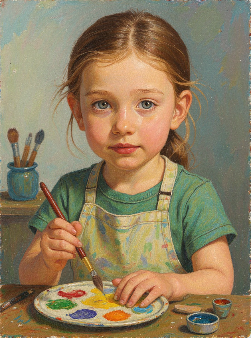Child Artist Creation-Acrylic painting/Oil painting
