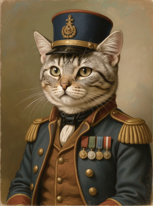 Pet in 19th Century British/French Military Officer Uniform-Acrylic painting/Oil painting