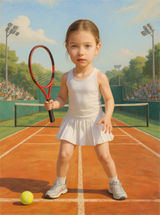 Child Tennis Player French Open-Acrylic painting/Oil painting