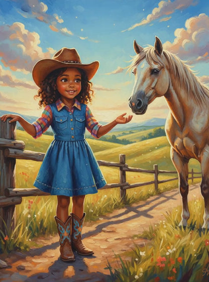 Little Girl Cowgirl-Acrylic painting/Oil painting  (💎 Ultra Fine Quality)