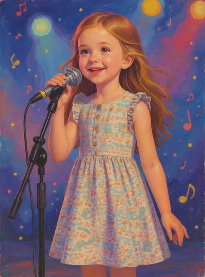 Child Singer Performance-Acrylic painting/Oil painting