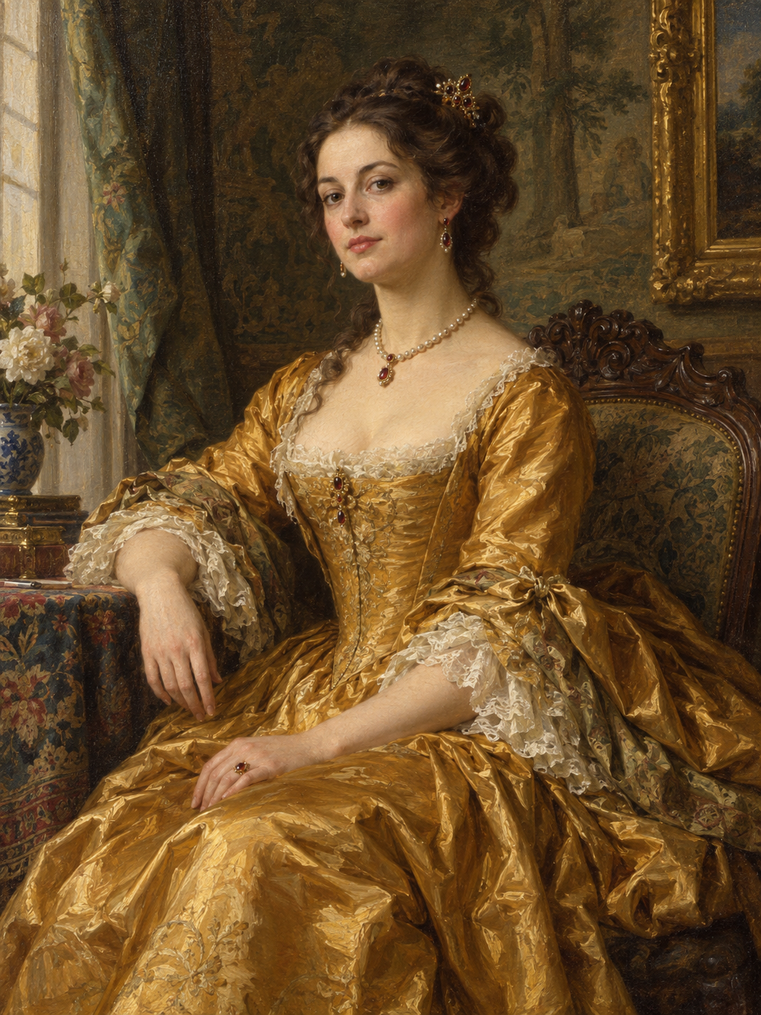 Royal Amber Queen Personal Portrait — Classical Oil Painting product example