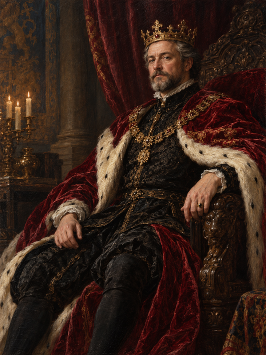 Royal Crimson King Personal Portrait — Classical Oil Painting product example