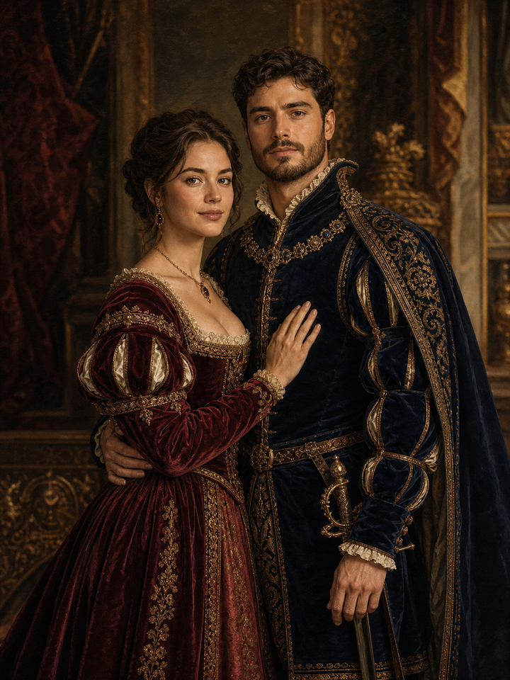 Royal Renaissance Couple Portrait – Personalized Old Master Painting