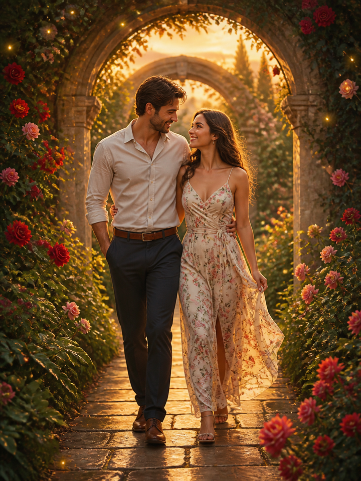 Secret Garden Couple – Personalized Romantic Portrait