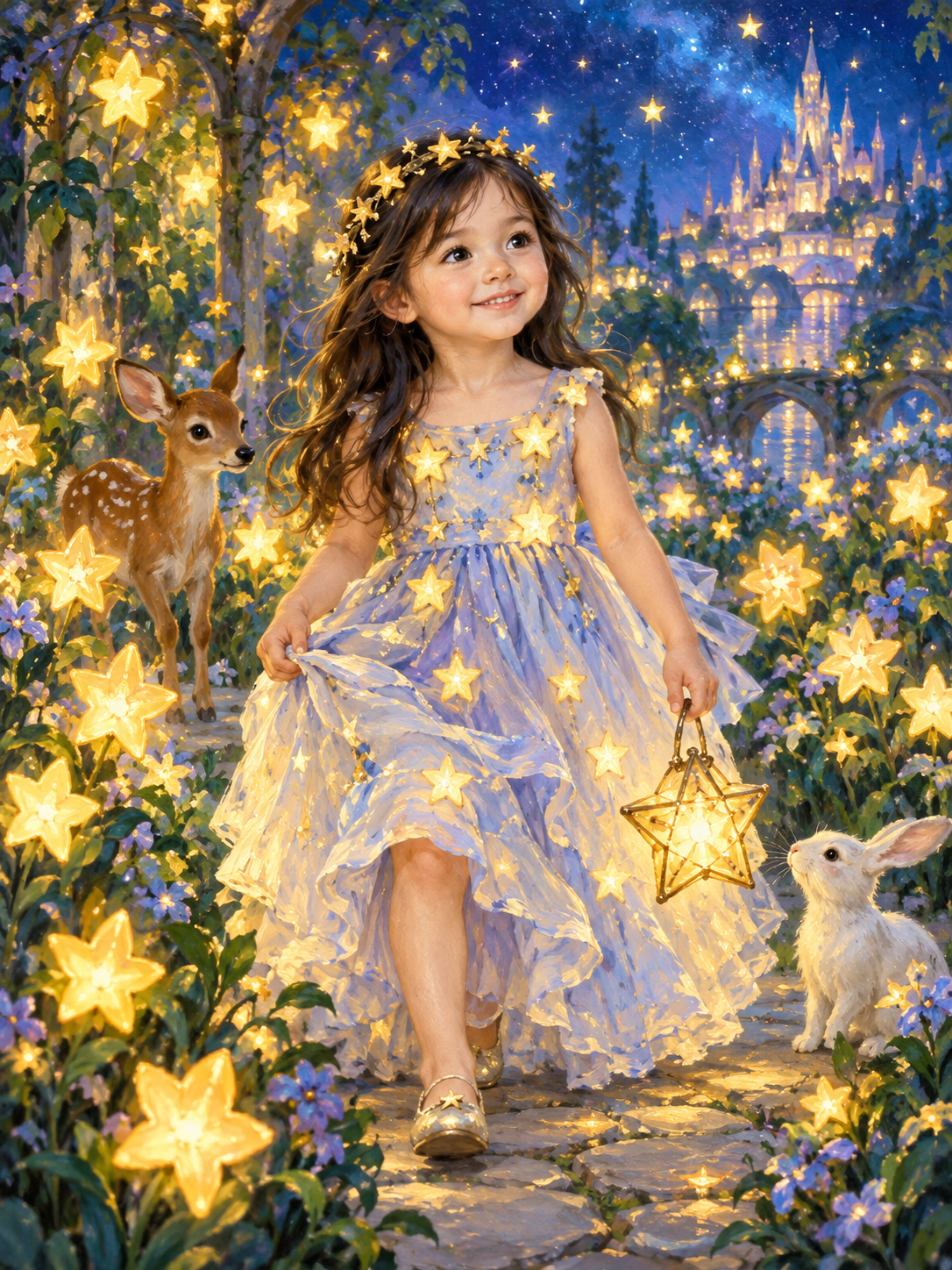 Starry Garden Walk-Acrylic painting/Oil painting — AI regenerated main image