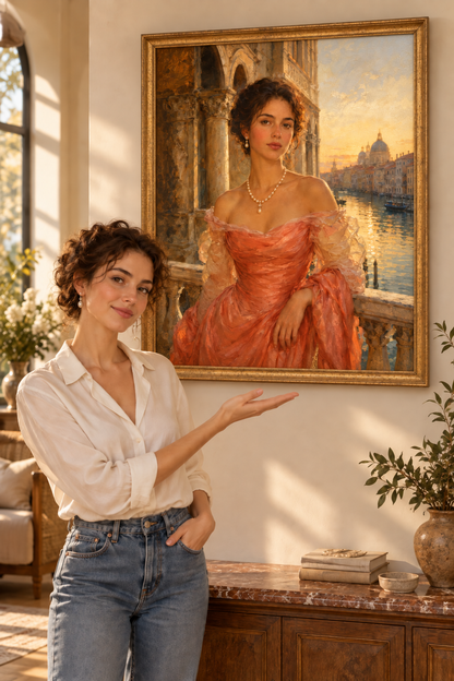 Venetian Balcony Lady - Personalized Classic Portrait