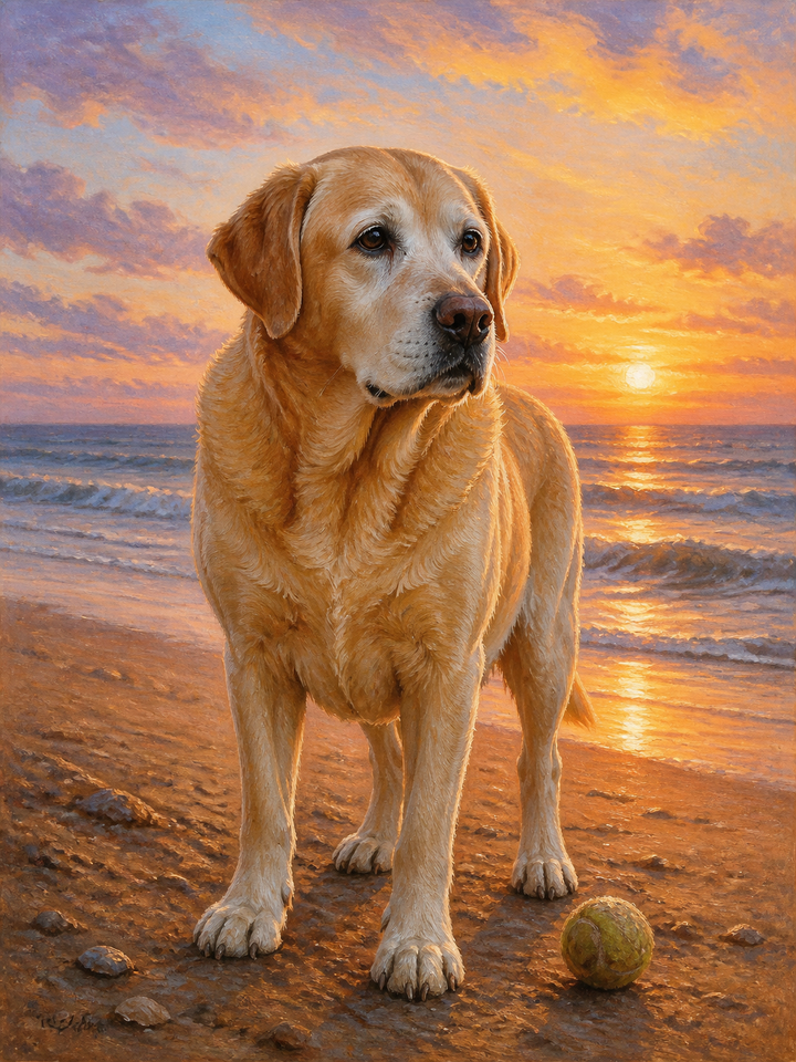 Sunset by the Sea – Personalized Pet Remembrance Portrait